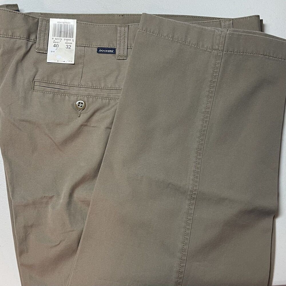 Dockers Khakis Men's Pants 40418 7924 Flat Front Brown 40x32 New